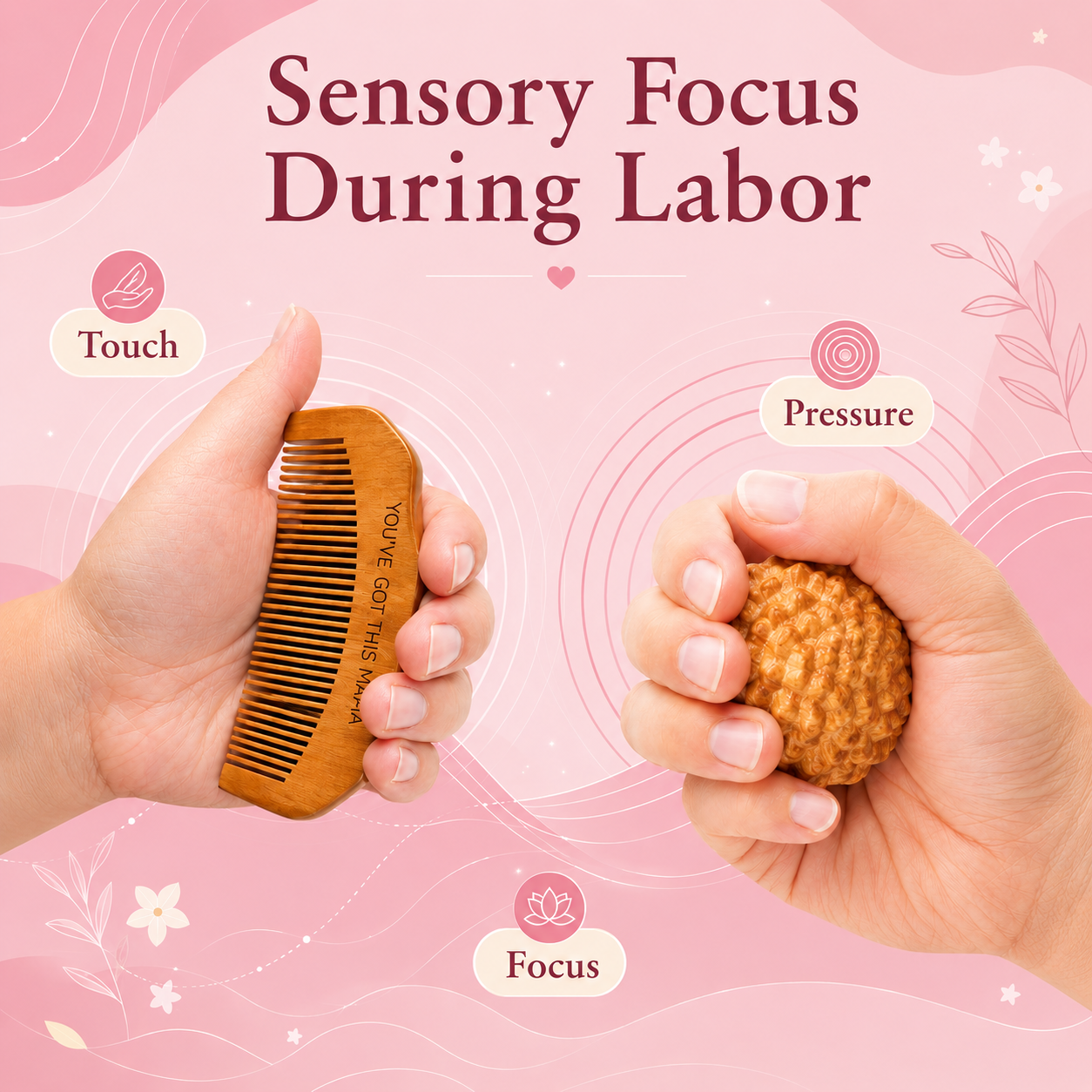 Labor Focus Duo – Birth Comb & Acupressure Massage Ball Set